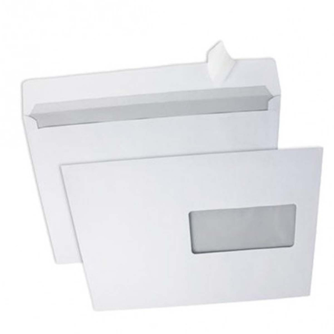 Enveloppe blanche avec fenêtre bande adhésive 80 Gr - Talos