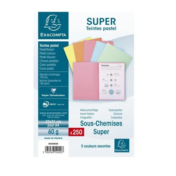 Sous chemise exacompta super 60 gr couleurs assorties