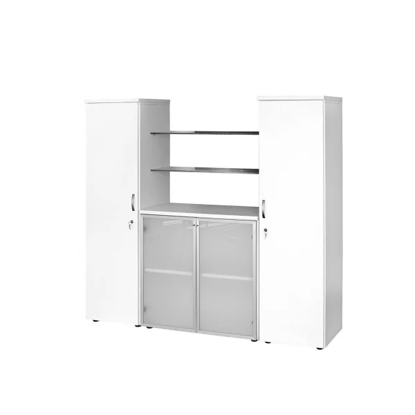 Elément Triple à 2 portes bas  aluminium verre sablé et 2 porte moyen