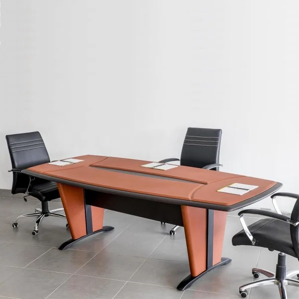 Table de réunion Padova PVC 240cm Pied Dynamique avec Sous-Mains