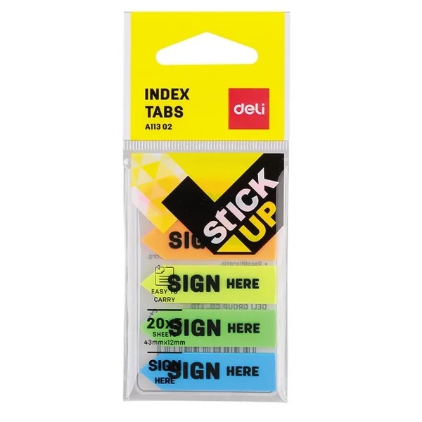 DELI FILM INDEX FLECHE SIGN HERE 44X12MM 20FEUILLES