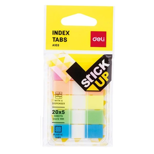 DELI FILM INDEX 44X12MM 20 Feuilles Couleurs assorties
