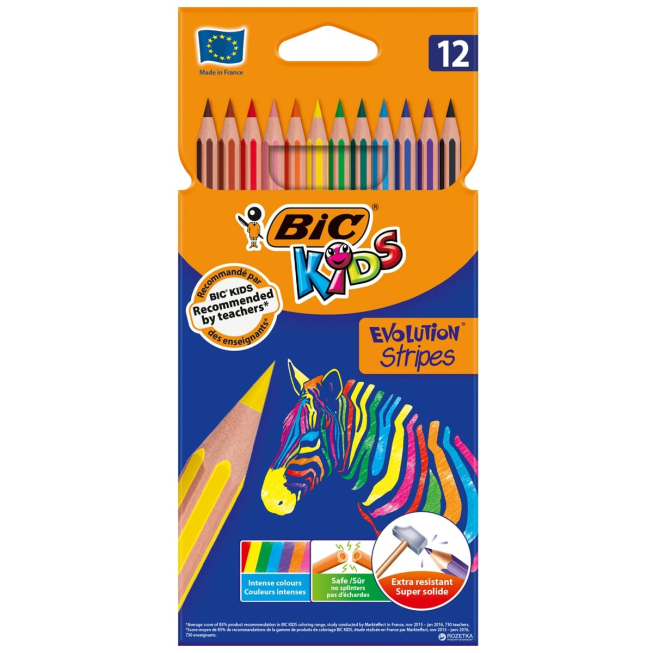 BIC , Pochette de 12 Couleurs , Crayons de Couleur x 12