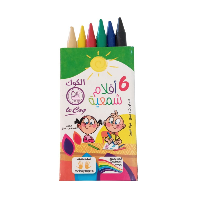 Boite de 6 crayons pastels couleurs assorties 