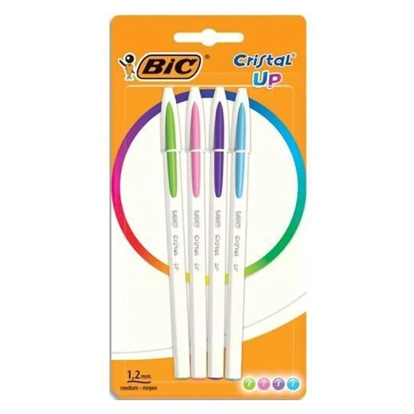 Pochette 4 stylos Cristal Up Bic Couleurs Fun Assorties