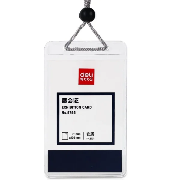 Porte badge PVC vertical DELI 104X70MM paquet de 50