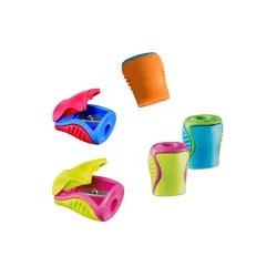 TAILLE CRAYON 1 TROU AVEC RESERVOIR COULEURS ASSORTIES