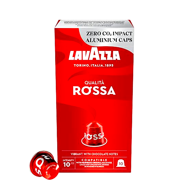 10 CAPSULES LAVAZZA COMPATIBLE NESPRESSO ALUMINIUM QUALITA ROSSA