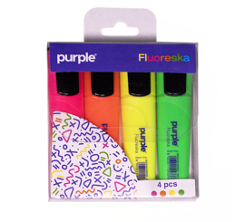 ETUI 4 SURLIGNEURS FLUORESKA PURPLE COULEURS ASSORTIES