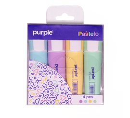 ETUI 4 SURLIGNEURS PASTELO PURPLE COULEURS ASSORTIES