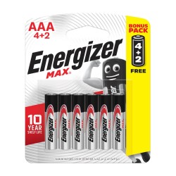 4+2 PILES ALKALINE ENERGIZER MAX AAA E92 BP4+2