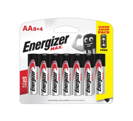 PILE ENNERGIZER MAX 1.5V AA LR6 E91 SUPER PACK 8+4