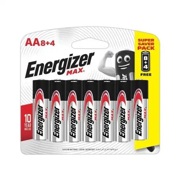 PILE ENERGIZER MAX 1.5V AA LR6 E91 SUPER PACK 8+4