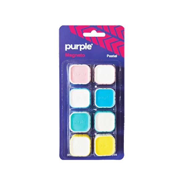 PACK DE DE 8 AIMANTS MAGNETIQUES COULEURS PASTELS PURPLE