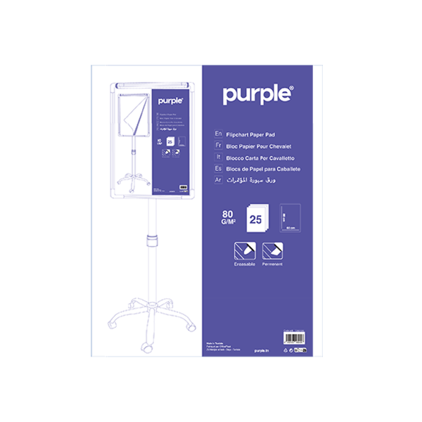 Recharge Papier Flipchart  80Gr 25 Feuilles Purple