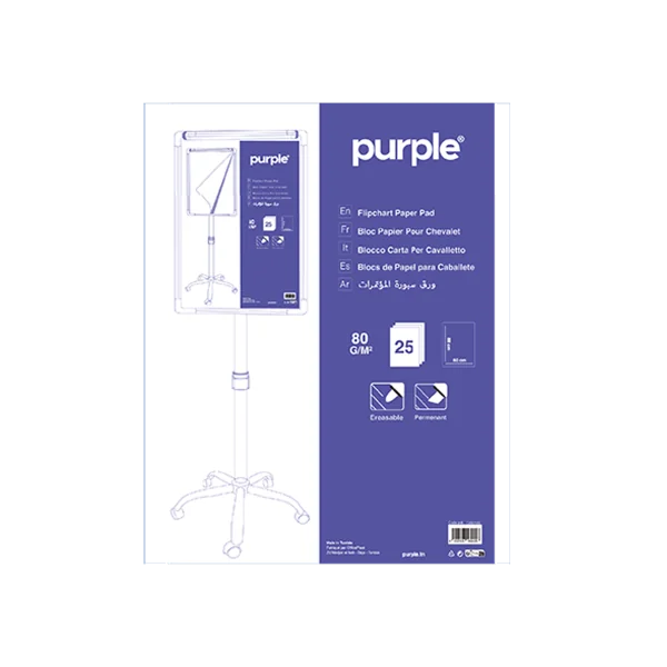Recharge Papier Flipchart  80Gr 25 Feuilles Purple
