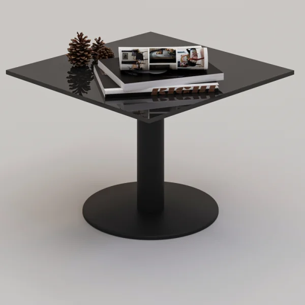 TABLE BASSE CARRE EMAILLE SOCLE ROND