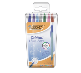 Pochette de 7x Stylos à bille BIC Cristal Ultra fine