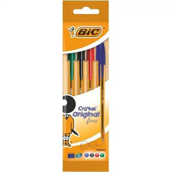 Pochette de 4 Stylos à bille Bic Orange Assorties