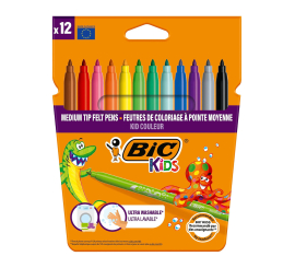 Pochette 12 feutres BIC KIDS Kid couleurs assorties