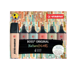 Pochette de 6 Surligneur STABILO BOSS ORIGINAL NatureCOLORS