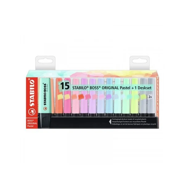 Pochette de 15 Surligneurs STABILO BOSS ORIGINAL Pastel