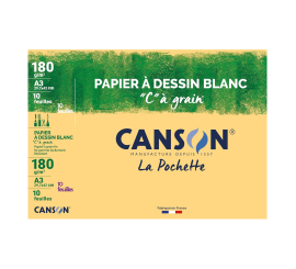 POCHETTE FEUILLE DESSIN CANSON BLANC 10F 180G 24*32CM