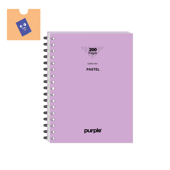 Cahier Wire-O 17x22 200 Pages Neu Pastel PURPLE