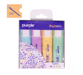 ETUI 4 SURLIGNEURS PASTELO PURPLE COULEURS ASSORTIES