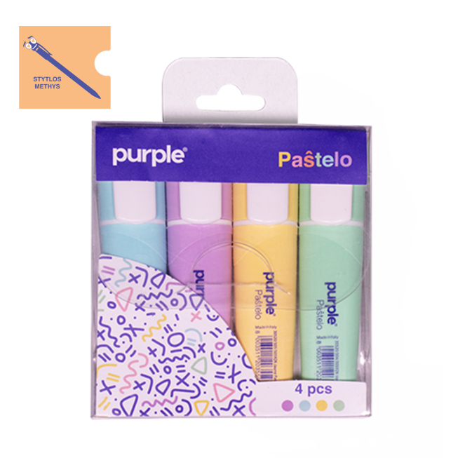 ETUI 4 SURLIGNEURS PASTELO PURPLE COULEURS ASSORTIES