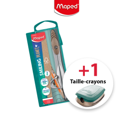 Pack MAPED COMPAS STUDY BAGUE SMILING PLANET+Taille CRAYON 1T SMILING