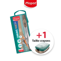 Pack MAPED COMPAS STUDY BAGUE SMILING PLANET+Taille CRAYON 1T SMILING