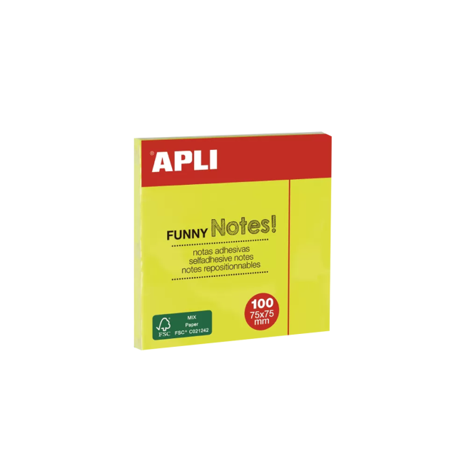 Notes repositionnable 75x75 mm jaune brillant 100 feuilles