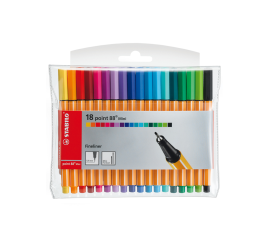 POCHETTE 18 MINI STYLOS FINELINER STABILO POINT 88 COULEURS ASSORTIES