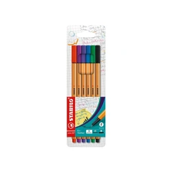 POCHETTE DE 6 STYLOS FINELINER STABILO POINT 88 COULEURS ASSORTIES_88/6