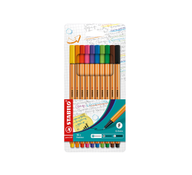 POCHETTE DE 10 STYLOS FINELINER STABILO POINT 88 COULEURS ASSORTIES