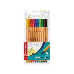 POCHETTE DE 10 STYLOS FINELINER STABILO POINT 88 COULEURS ASSORTIES