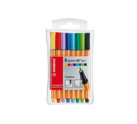 POCHETTE 8 MINI STYLOS FINELINER STABILO POINT 88 COULEURS ASSORTIES