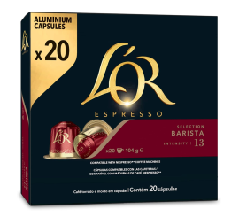 PAQUET DE 20 CAPSULES CAFE L'OR COMP NESPRESSO BARISTA 13 