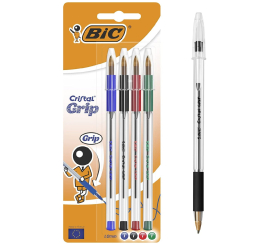 Pochette de 4+2 Stylos Cristal Grip Bic Assorties 