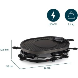 Raclette Ovale 5en1 Princess à 8 Poêlons 1200 W