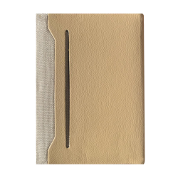 NOTEBOOK AVEC POCHE EXTERIEURE EN TISSU BEIGE