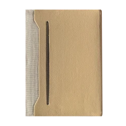 NOTEBOOK AVEC POCHE EXTERIEURE EN TISSU BEIGE