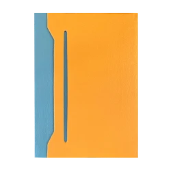 NOTEBOOK AVEC POCHE EXTERIEURE EN SIMILI CUIR MOUTARD-BLEU 