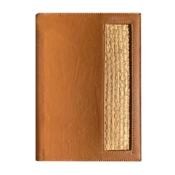 NOTEBOOK SOUS POCHETTE AVEC RAFIA CAMEL