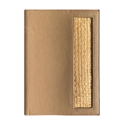 NOTEBOOK SOUS POCHETTE AVEC RAFIA BEIGE 