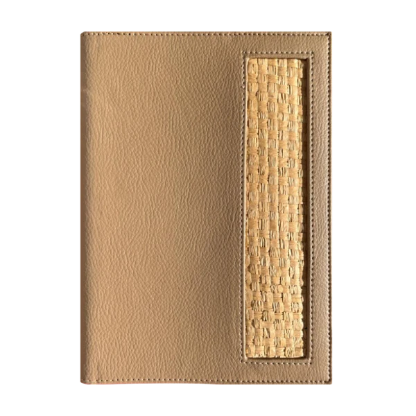 NOTEBOOK SOUS POCHETTE AVEC RAFIA BEIGE