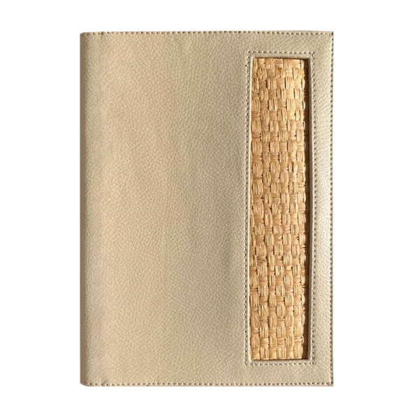 NOTEBOOK SOUS POCHETTE AVEC RAFIA BEIGE CLAIR