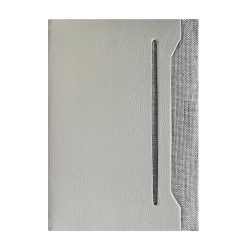 NOTEBOOK AVEC POCHE EXTERIEURE EN TISSU GRIS 