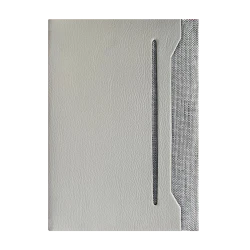 NOTEBOOK AVEC POCHE EXTERIEURE EN TISSU GRIS 